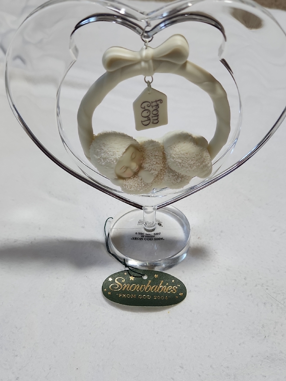 NIB Department 56 Cream Snowbabies Heart Hanging Ornament